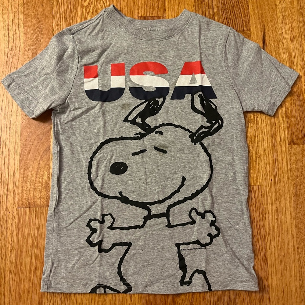 Kids' Gray Snoopy USA Graphic Tee